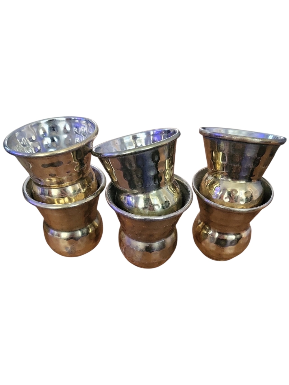 Prisha Indian Craft Mugial Matka Copper & Stainless Steel Shot Glass Mini Vase 6